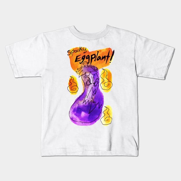 Spooky Eggplant Watercolor Kids T-Shirt by saradaboru